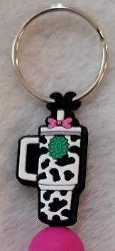 Cow Print Cup Keychain