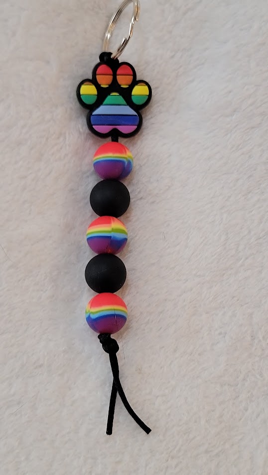 Rainbow Pawprint Keychain