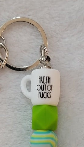 Beaded Bar Keychain - Fresh out of F*cks" - 2 Options