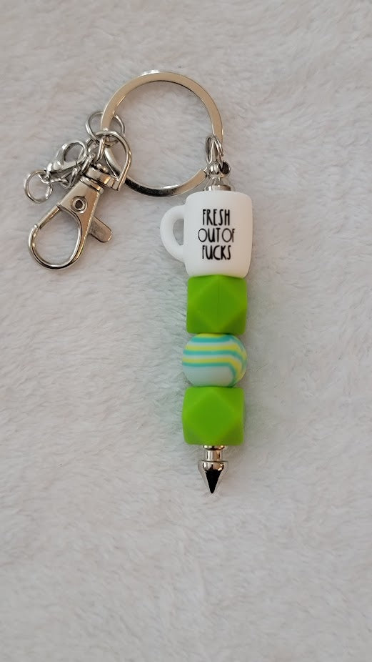 Beaded Bar Keychain - Fresh out of F*cks" - 2 Options