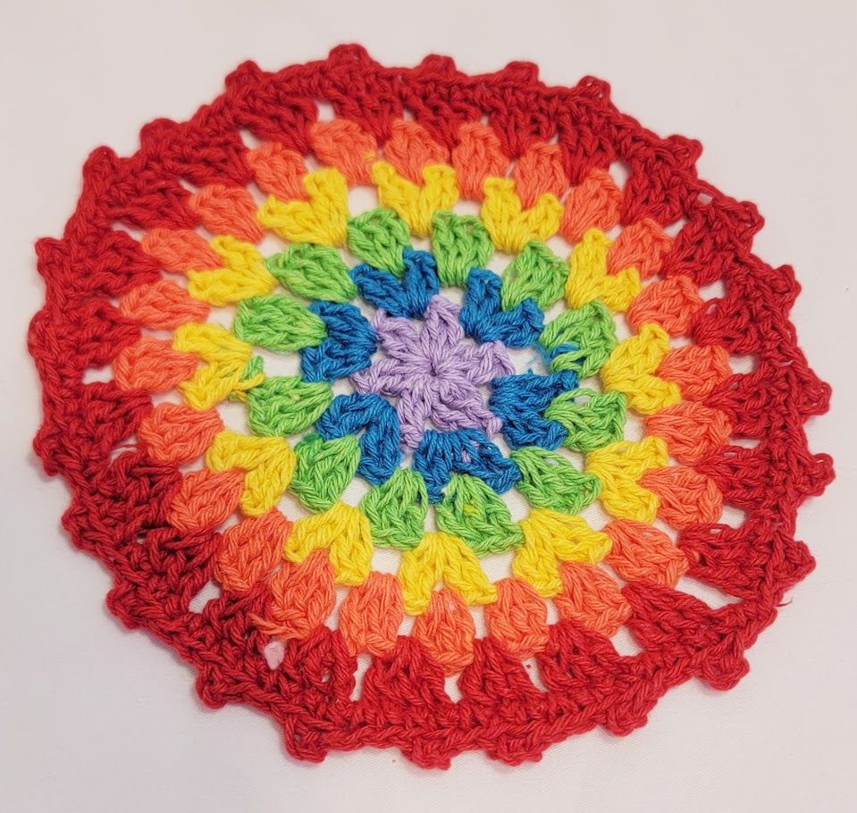 Rainbow Crochet Coasters