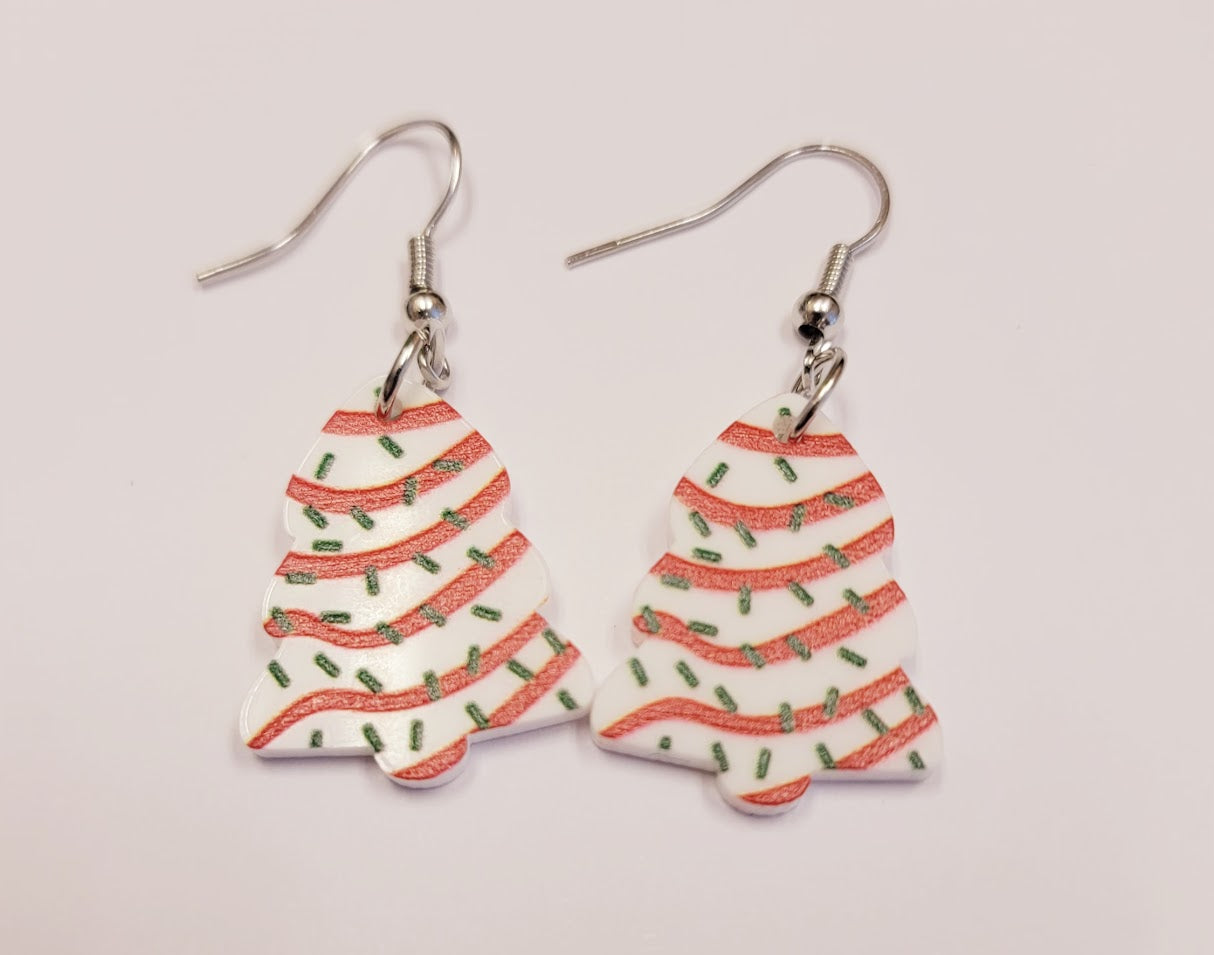 Christmas Tree Cake Earrings - 3 options