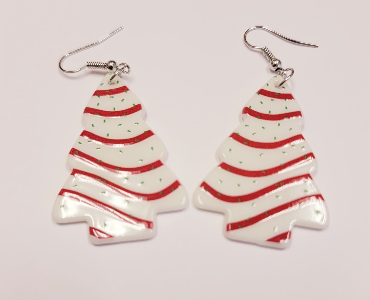 Christmas Tree Cake Earrings - 3 options