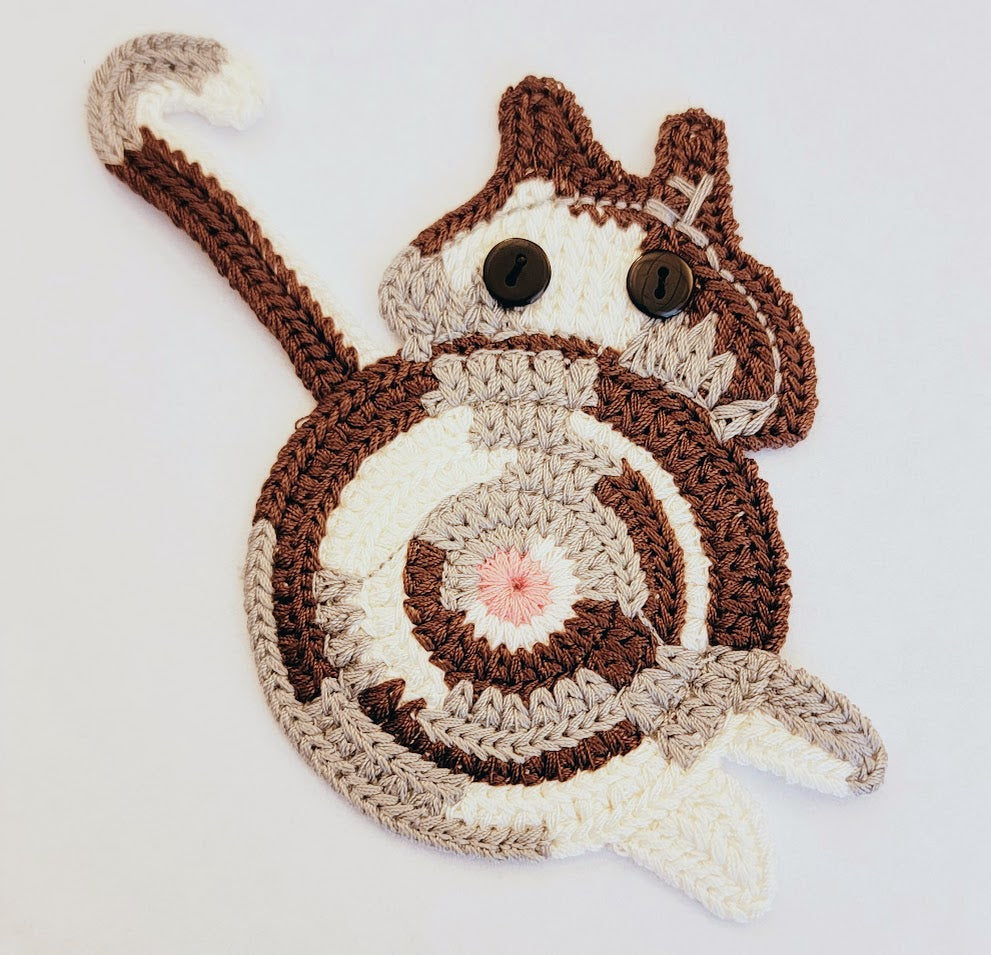 Cat Bum Crochet Coasters