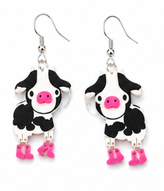 Cow with Pink Boots - Earrings