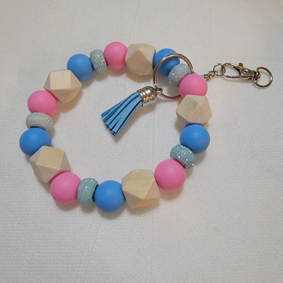 Wood and Silicone Beaded Wristlet - 3 different color options