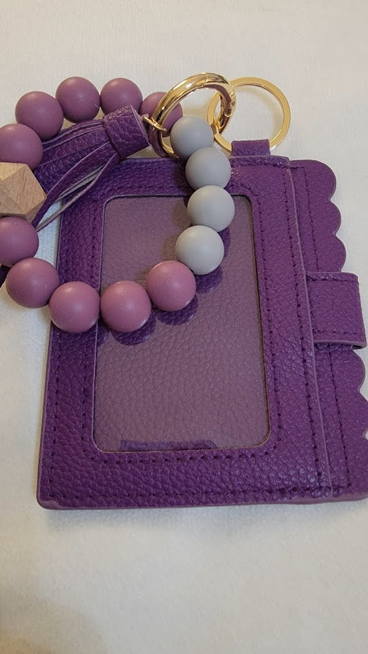 Wristlet Key Chain with Wallet - Purple