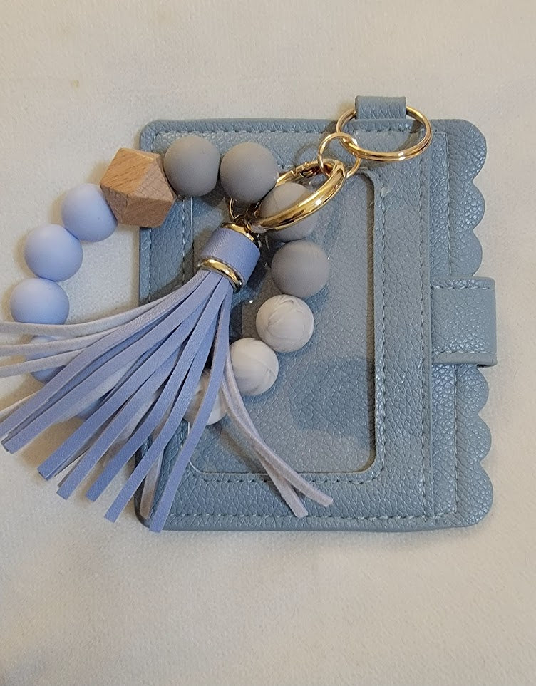 Wristlet Key Chain with Wallet - Pale Blue