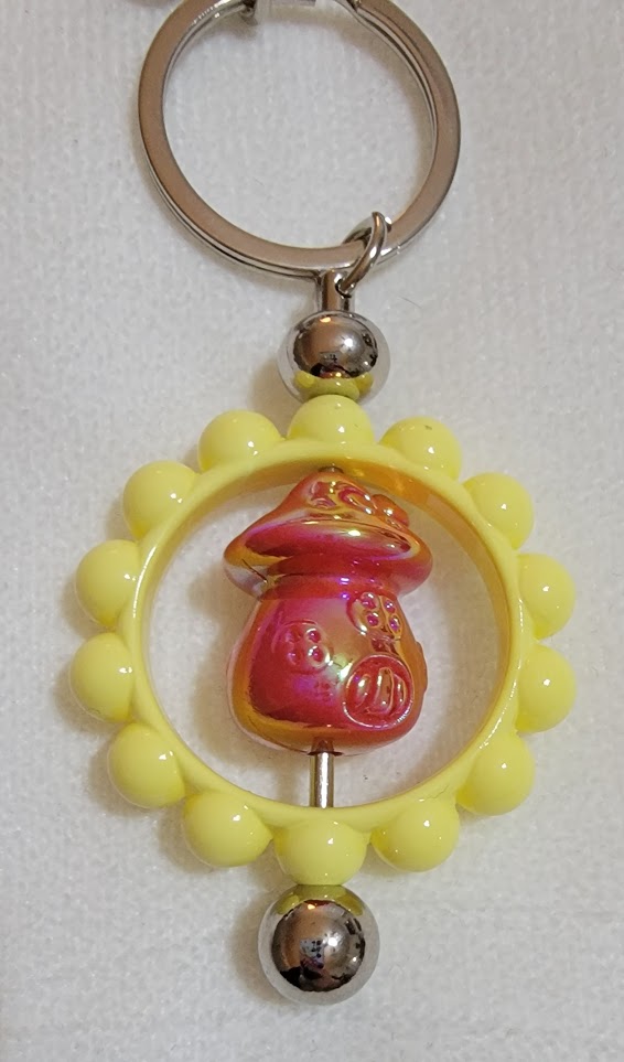 Beaded Bar Keychain - Sunshine Mushroom