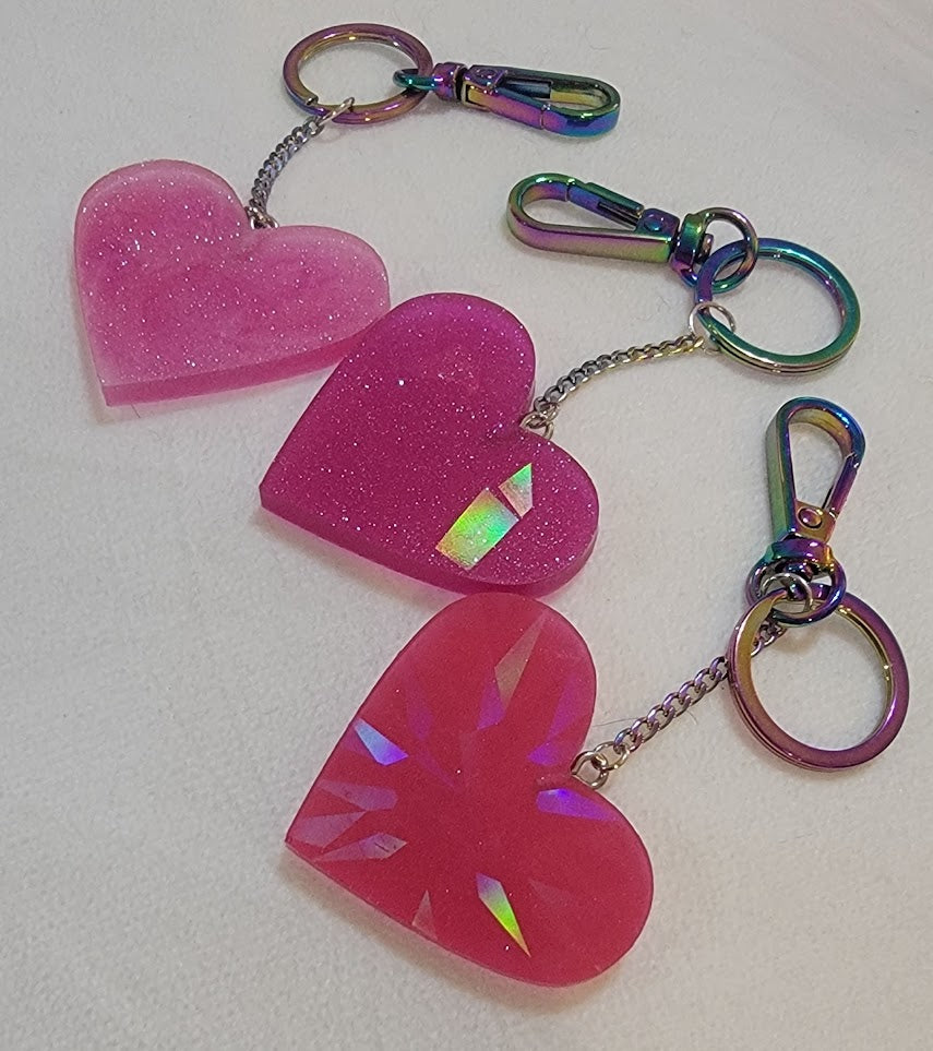 Holographic Heart Keychains