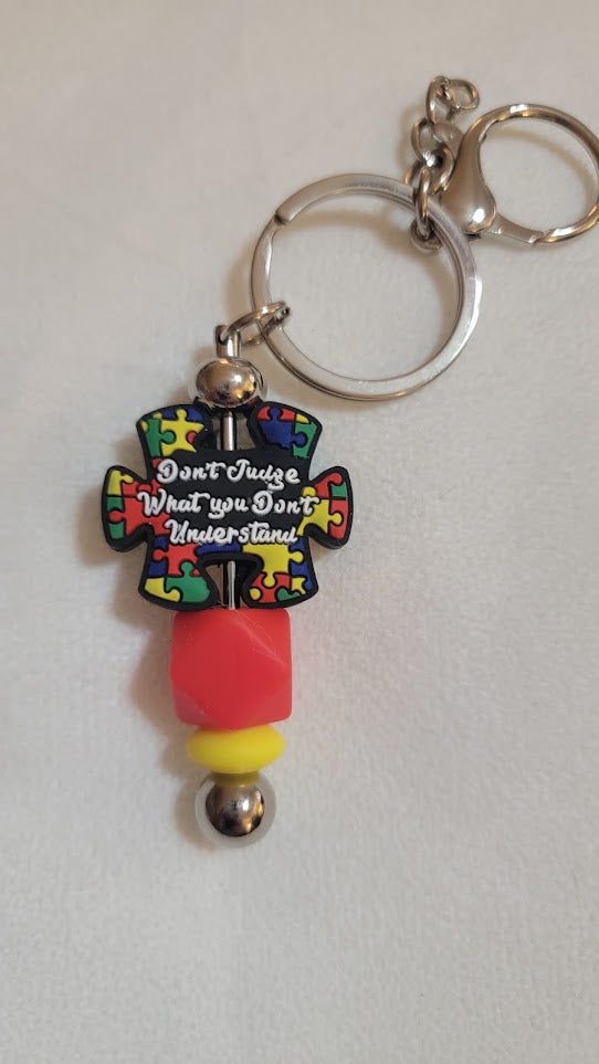 Beaded Bar Keychain - Autism Awareness