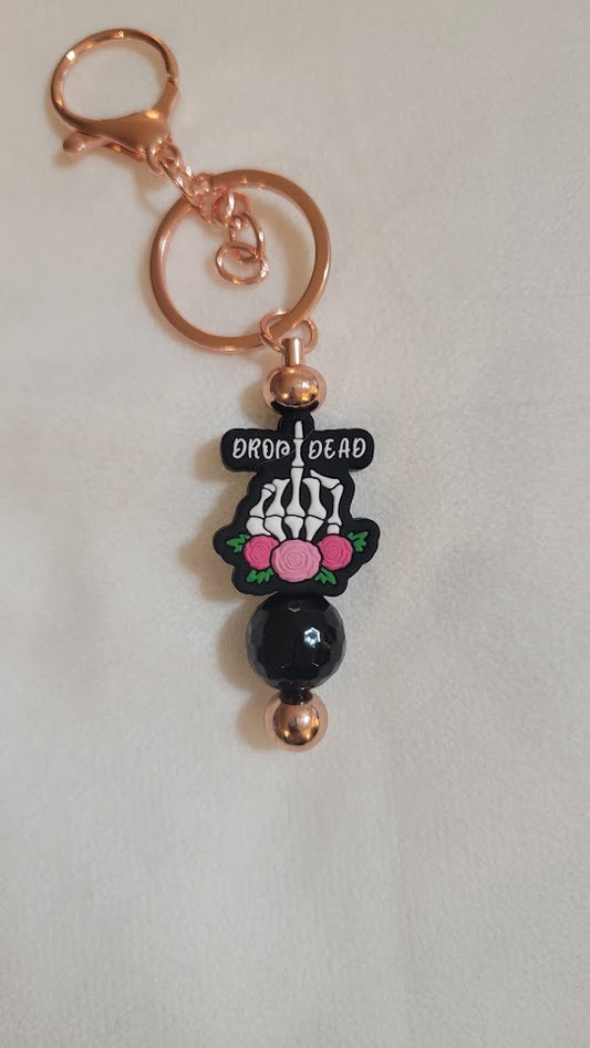 Beaded Bar Keychain - "Drop Dead"