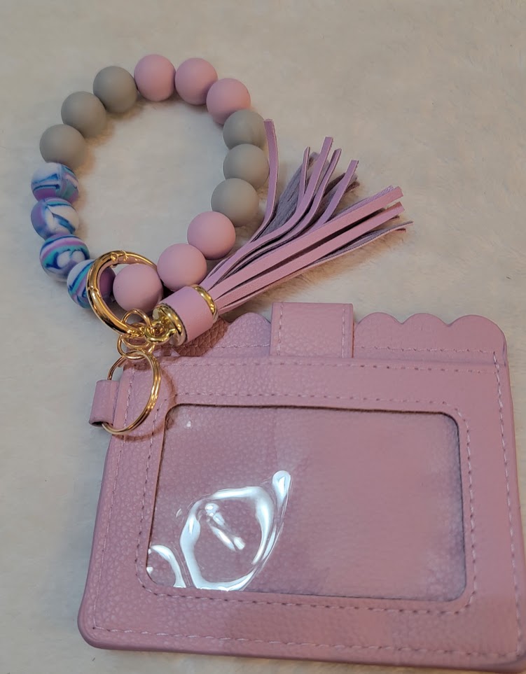 Wristlet Key Chain with Wallet - Light Purple - 2 options