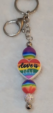 Beaded Bar Keychain - "Love is Love"