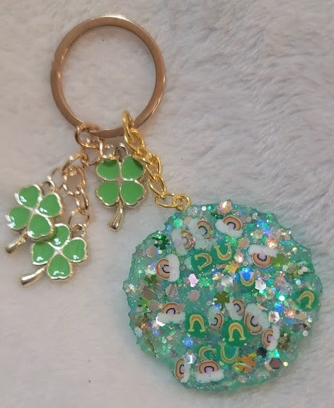 Rainbow and Clover Keychain