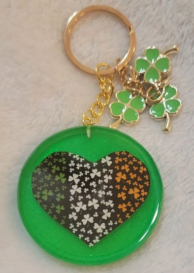 Irish Flag Heart Keychain