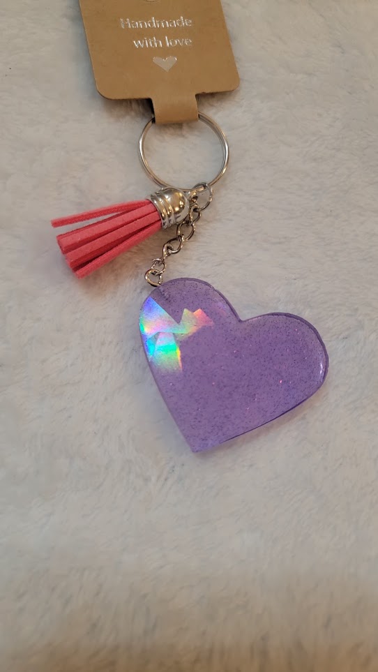 Holographic Heart Keychains