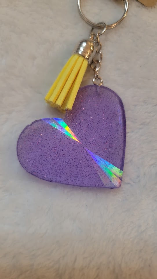 Holographic Heart Keychains