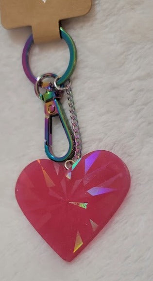 Holographic Heart Keychains