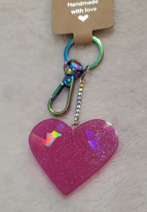 Holographic Heart Keychains