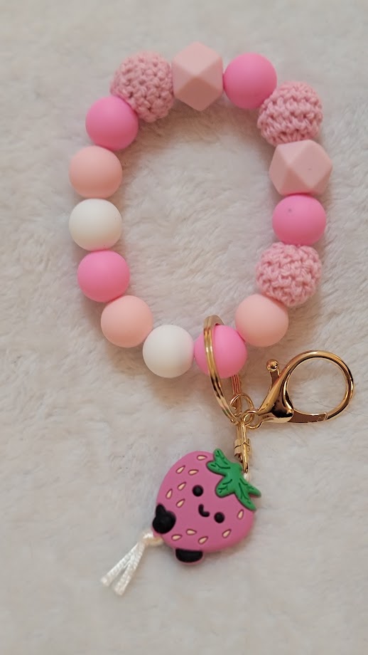 Crochet and Silicone Beaded Wristlet Keychain - available in multiple styles