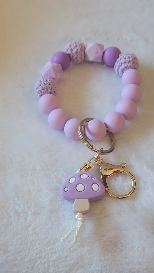 Crochet and Silicone Beaded Wristlet Keychain - available in multiple styles