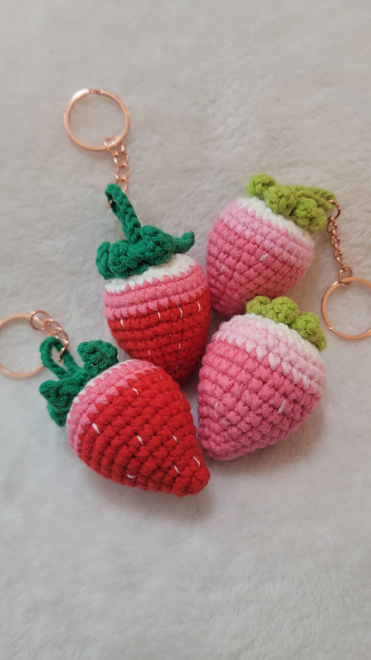 Strawberry Crochet Keychain