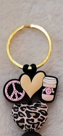 Peace, Love, and Coffee Keychain