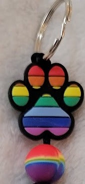 Rainbow Pawprint Keychain