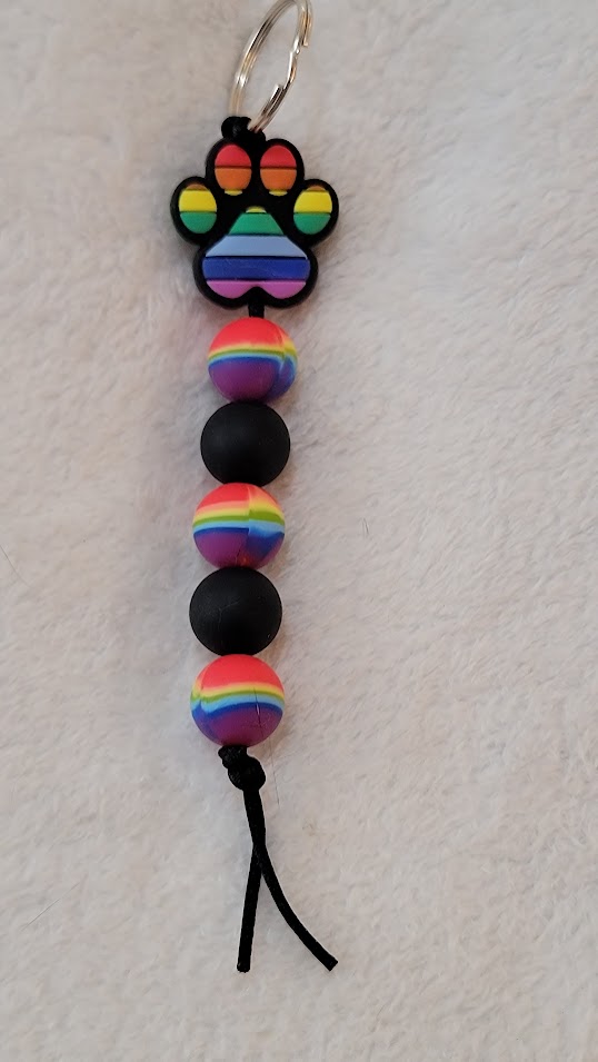 Rainbow Pawprint Keychain