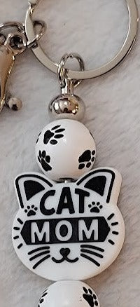 "Cat Mom" bar keychain