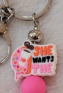 "She wants the - Dunkin" bar keychain