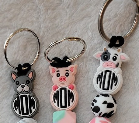 "MOM" Animal Keychains