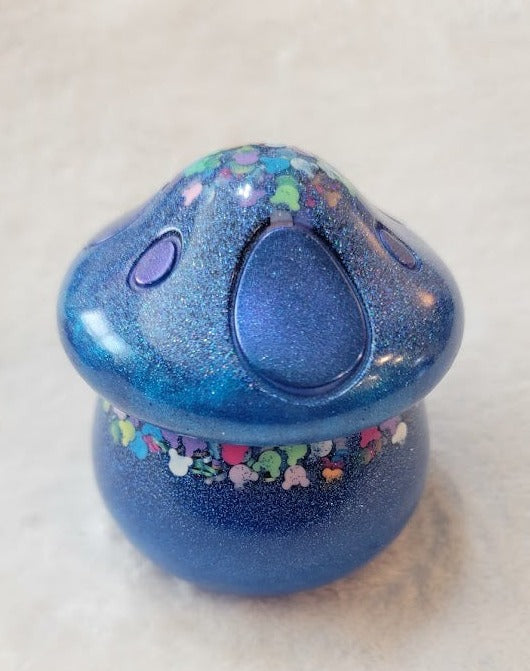 Blue Mushroom Trinket Box with Mickey Heads