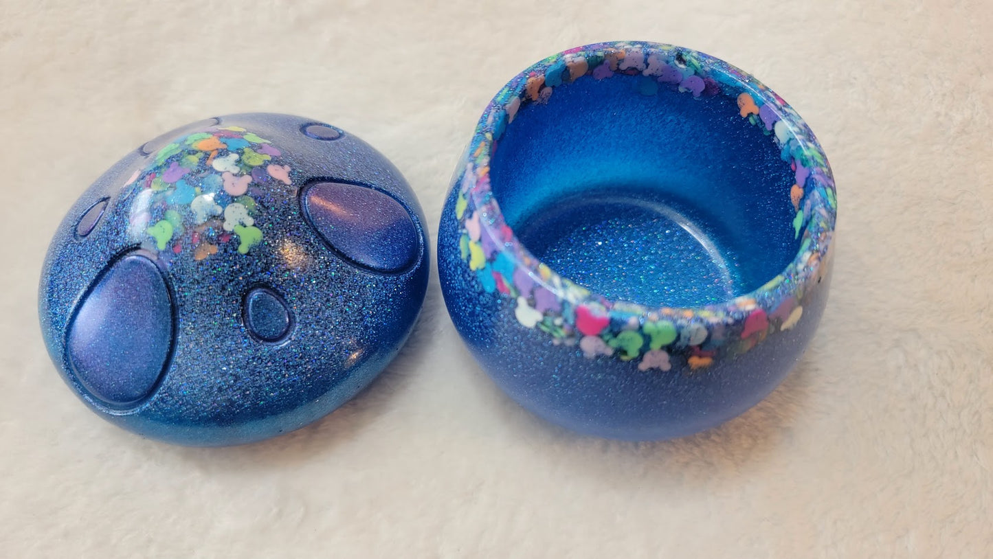 Blue Mushroom Trinket Box with Mickey Heads