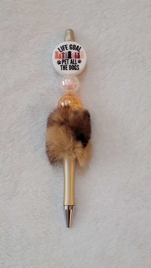 Fluffy Beaded Pen - "Life Goals"