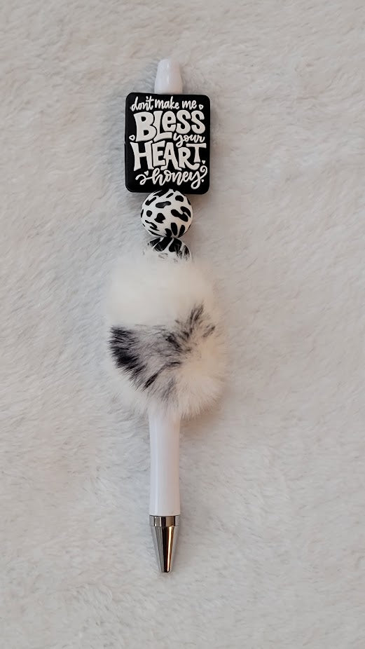 Fluffy Beaded Pen - Bless your Heart