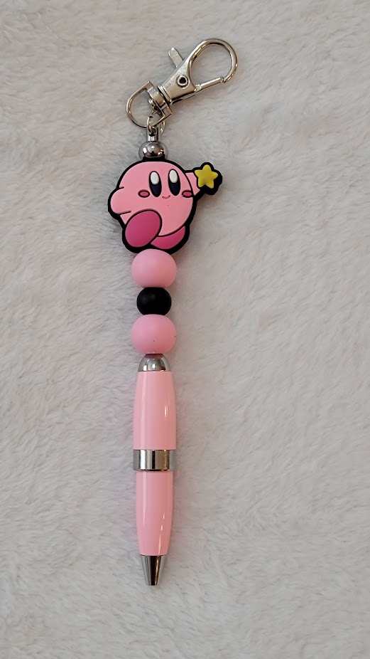 Beaded Keychain Pen - Kirby