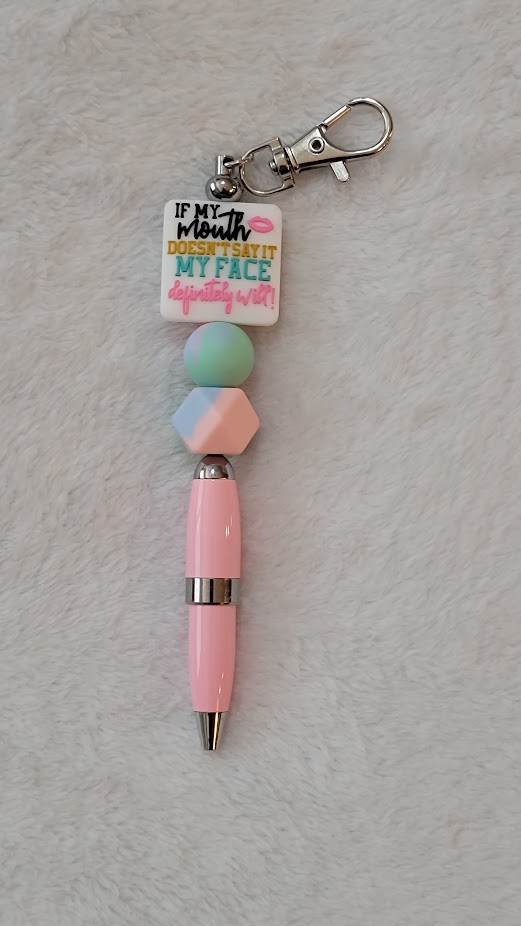 Beaded Keychain Pen - "If my mouth doesn't say it"