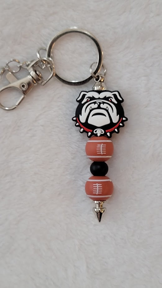 Beaded Bar Keychain - Georgia Bulldogs