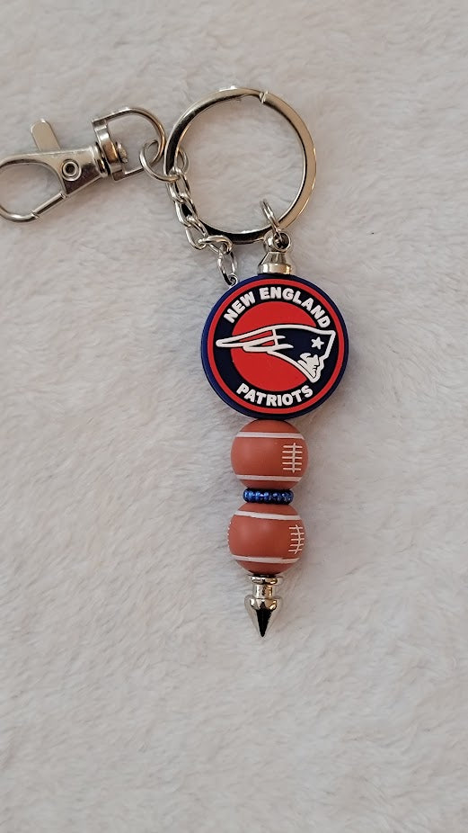 Beaded Bar Keychain - New England Patriots