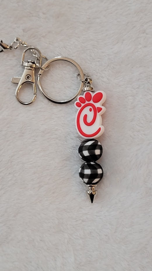 Beaded Bar Keychain -Chick-fil-a