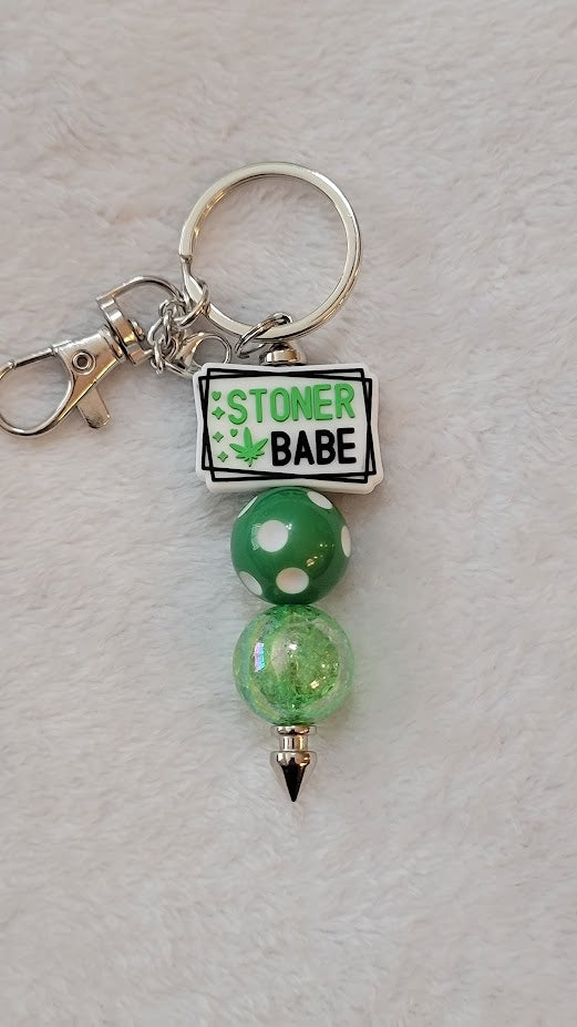 Beaded Bar Keychain - "Stoner Babe"