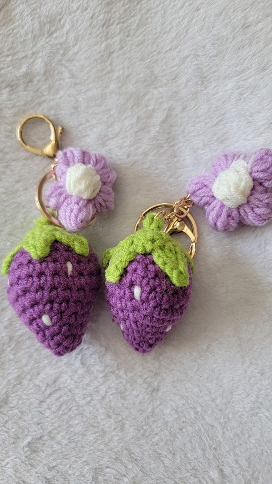 Strawberry Crochet Keychain