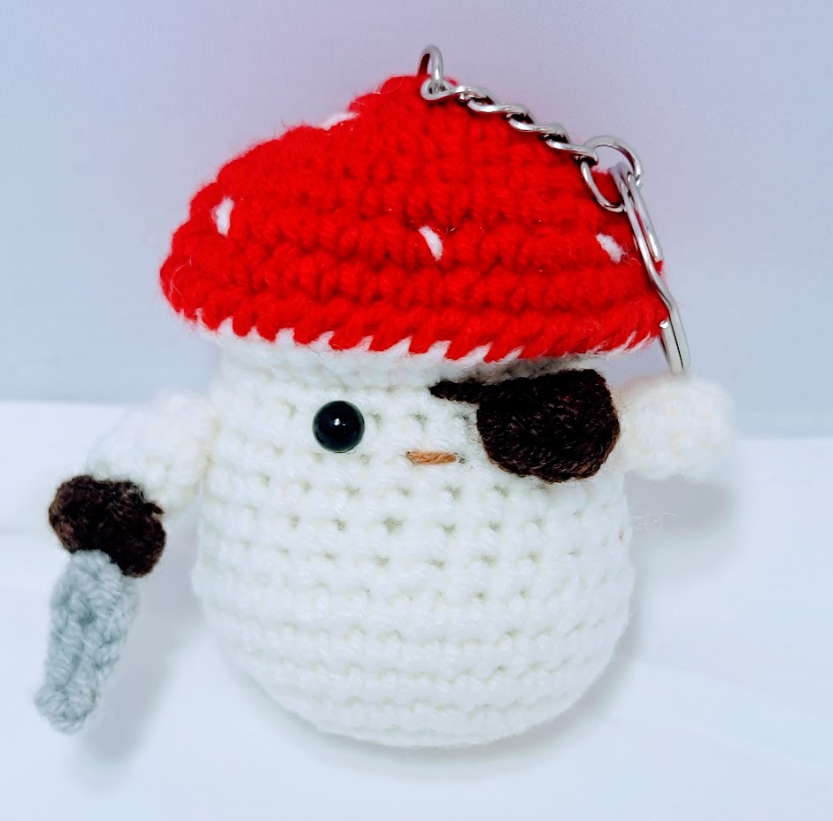 Crochet Pirate Mushroom Keychain