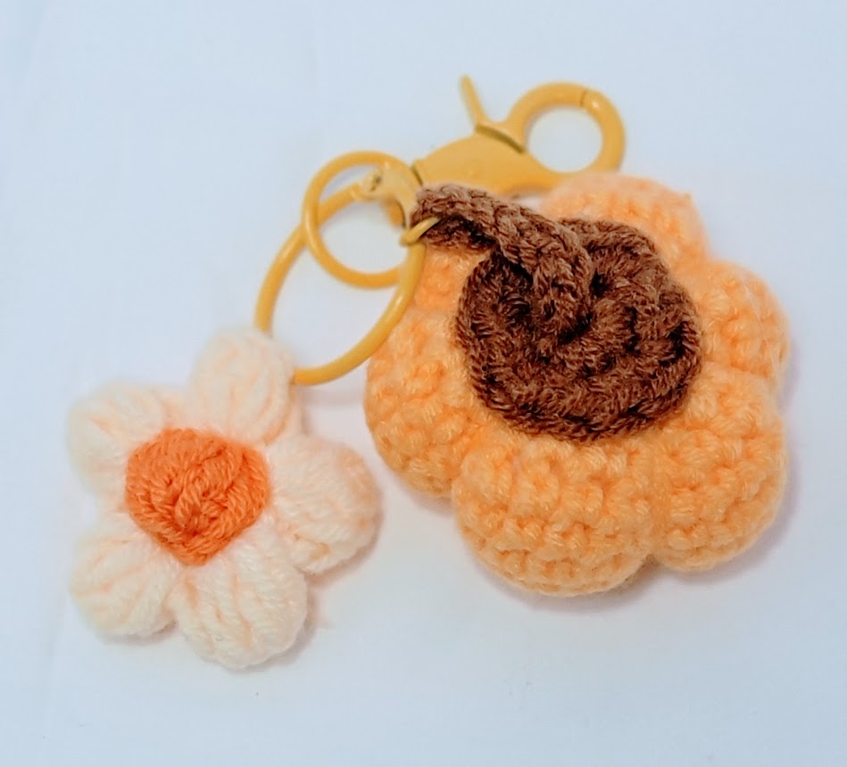 Pumpkin Crochet Keychain