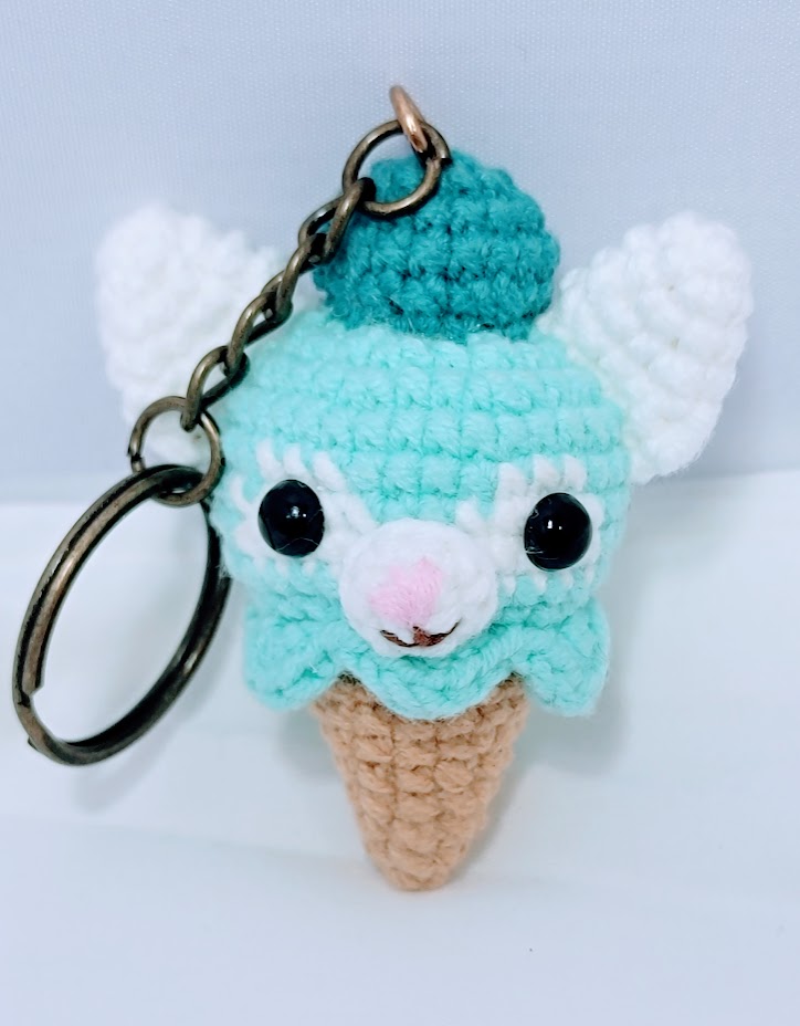 Ice Cream Cone Animals Crochet Keychain