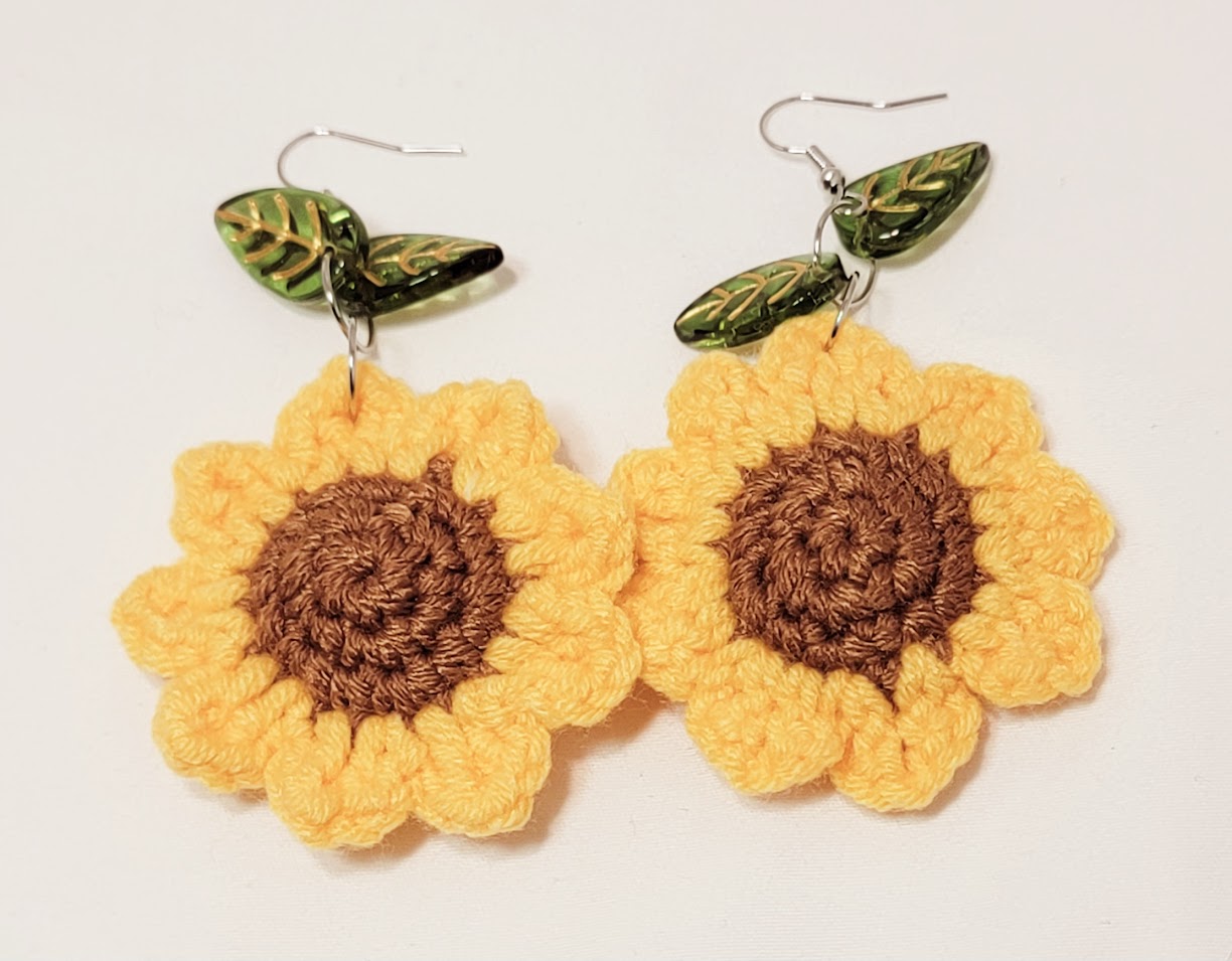 Crochet Sunflower Earrings