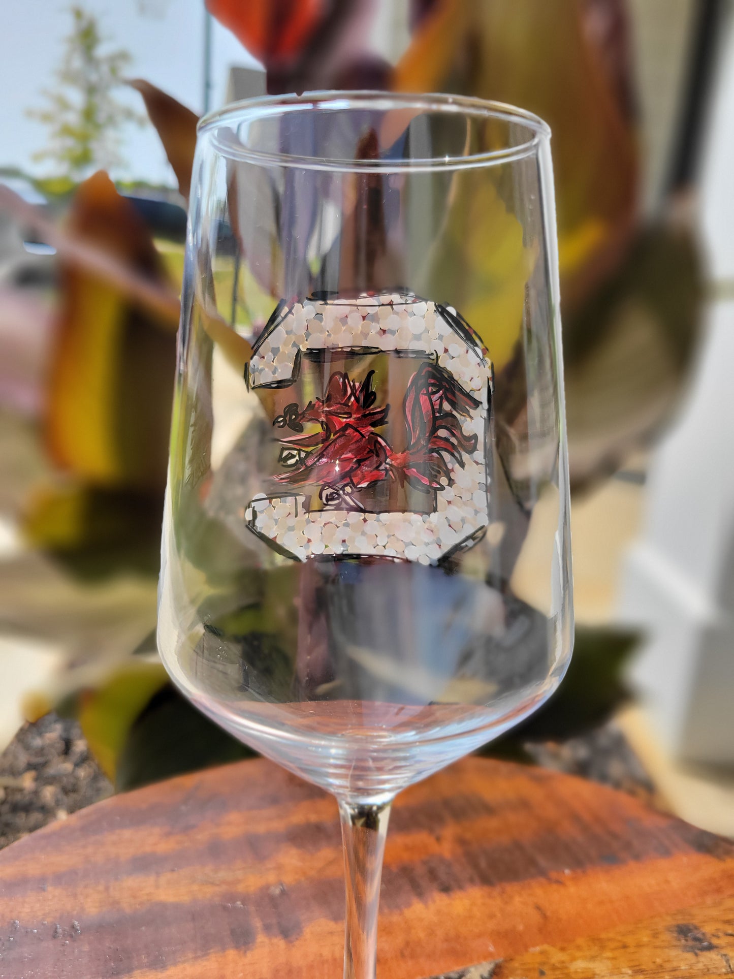 Gamecock Logo Wine Glass