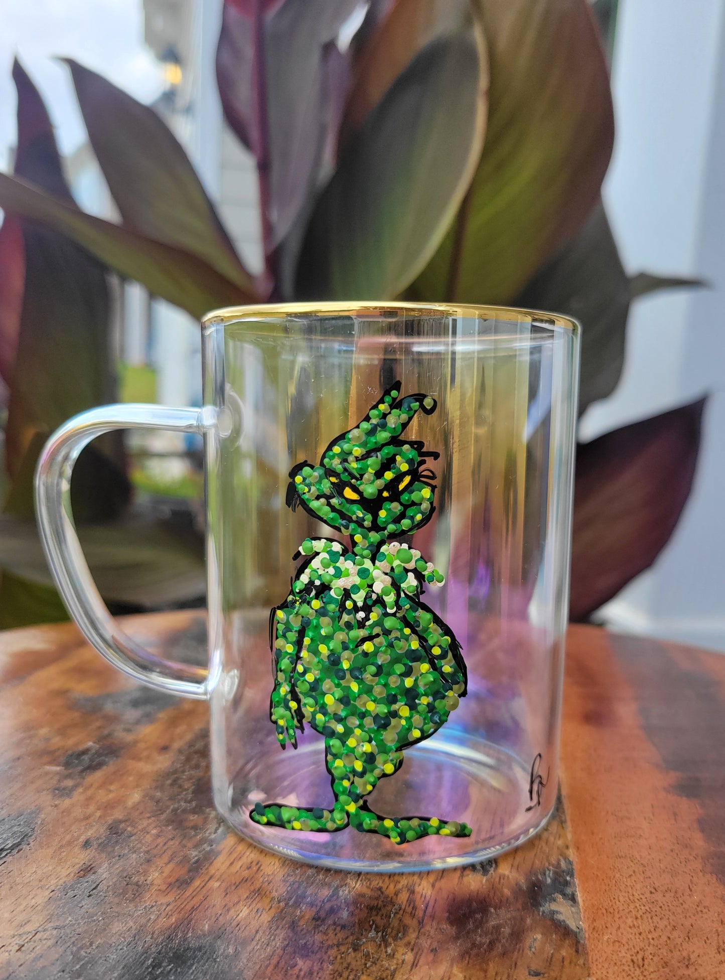 Grinch. Coffee Glass Cup.